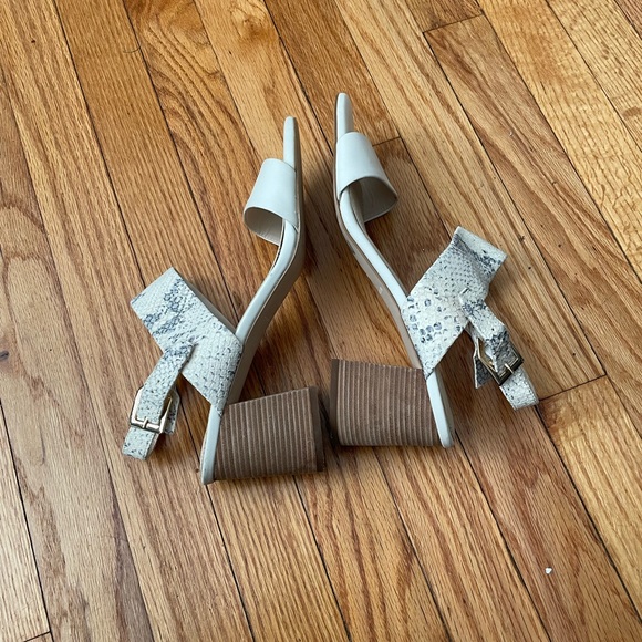 Josie Leather Ankle Snake Embossed Strap Chunky Block Heeled Kitten Heels summer - Picture 8 of 9